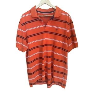 IZOD Men's Striped Polo Shirt Orange Extra Large